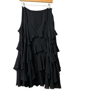 INC InternationalConcepts Y2K Long Skirt 100% Silk Tiered Ruffle Whimsigoth Sz 2